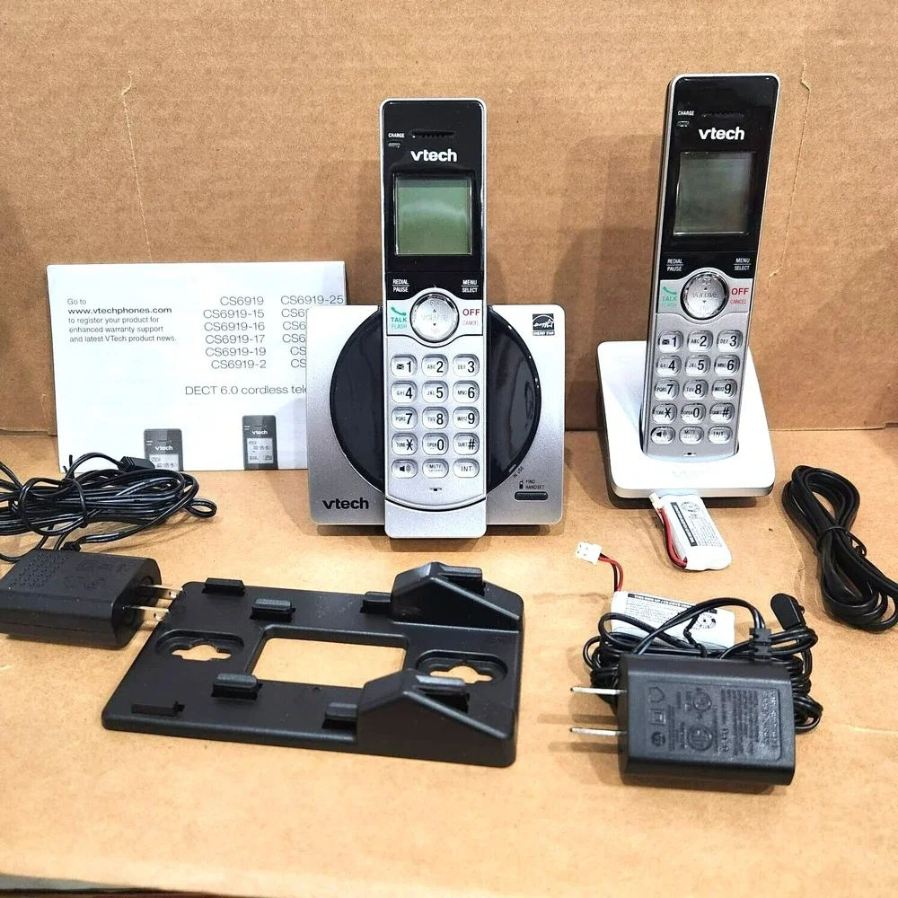 VTech‎ CS6919-2 DECT 6.0 Cordless Phone 2 Handsets Caller ID Call Waiting Silver
